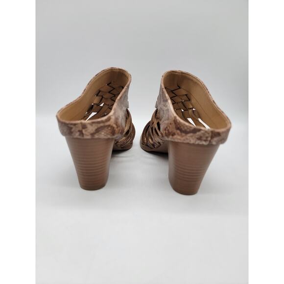 Comfort NWOT Snakeskin Print Cuban Heel Woven Pointed Toe Booties Brown Size 8 - Picture 5 of 9
